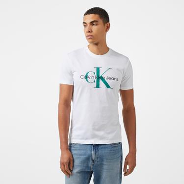  Calvin Klein Jeans Seasonal Monologo Erkek Beyaz T-Shirt
