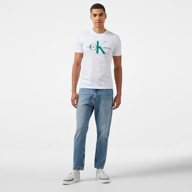  Calvin Klein Jeans Seasonal Monologo Erkek Beyaz T-Shirt