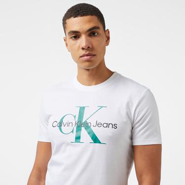  Calvin Klein Jeans Seasonal Monologo Erkek Beyaz T-Shirt