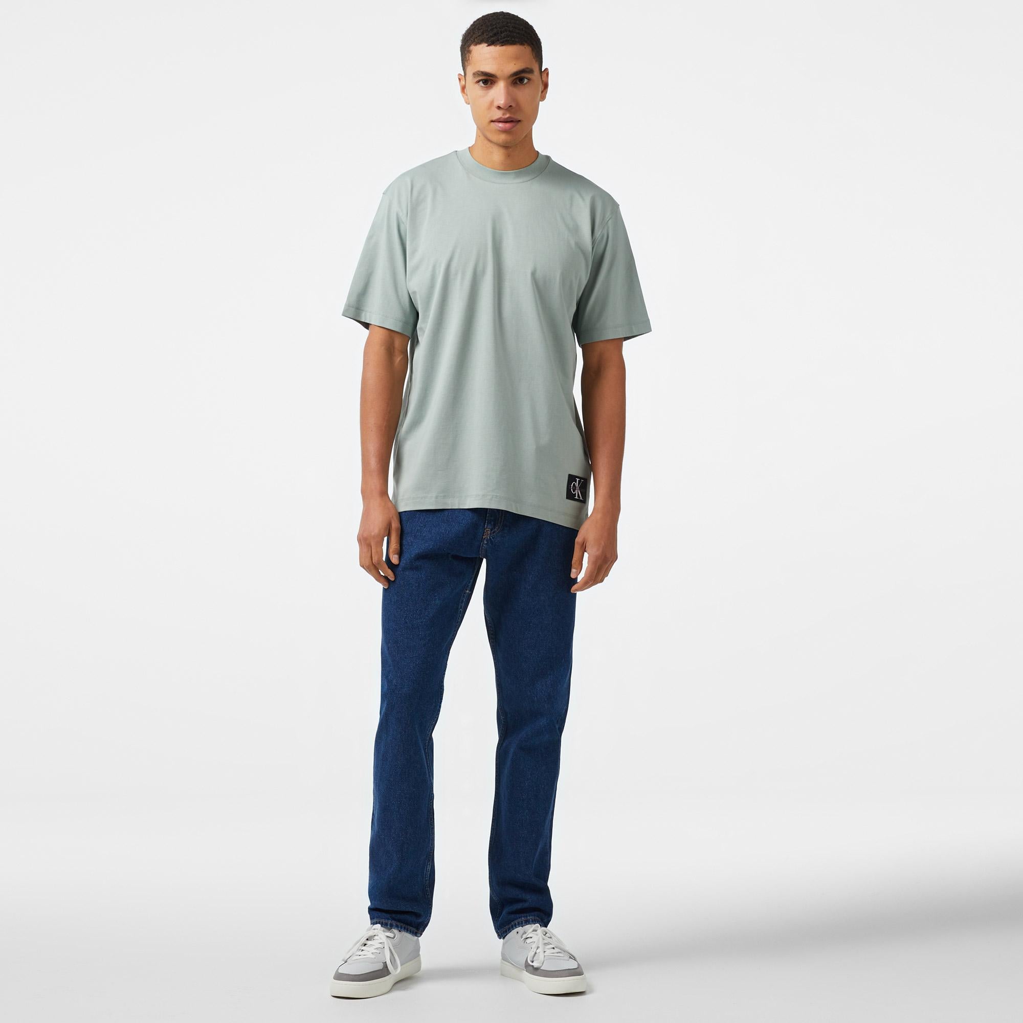 Calvin Klein Jeans Badge Relaxed Erkek Gri T-Shirt