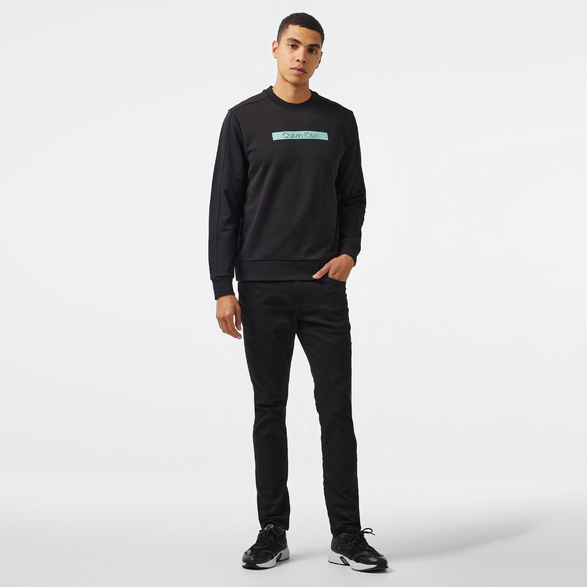 Calvin Klein Cut Out Shadow Logo Erkek Siyah Sweatshirt