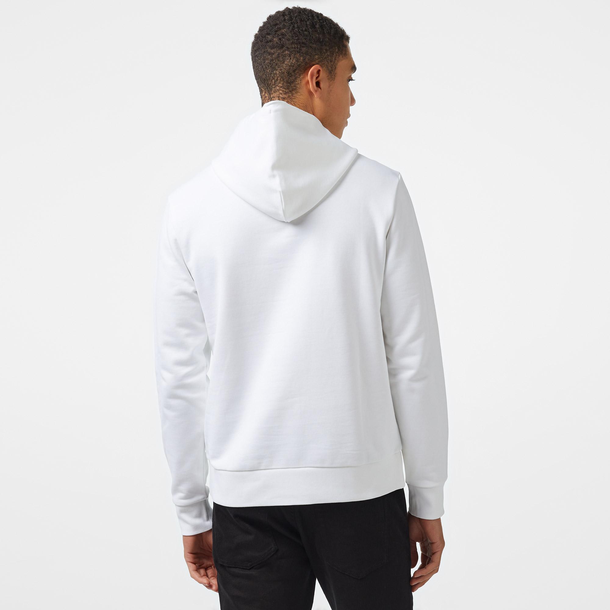 Calvin Klein Cut Out Shadow Logo Erkek Beyaz Hoodie