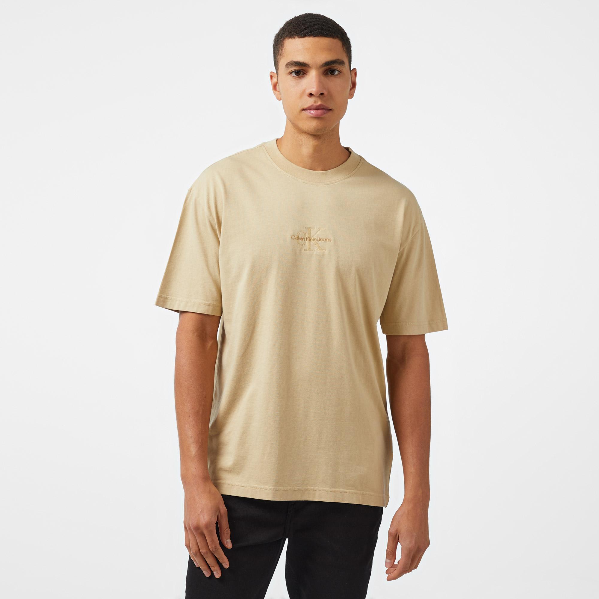 Calvin Klein Jeans Washed Monologo Erkek Haki T-Shirt