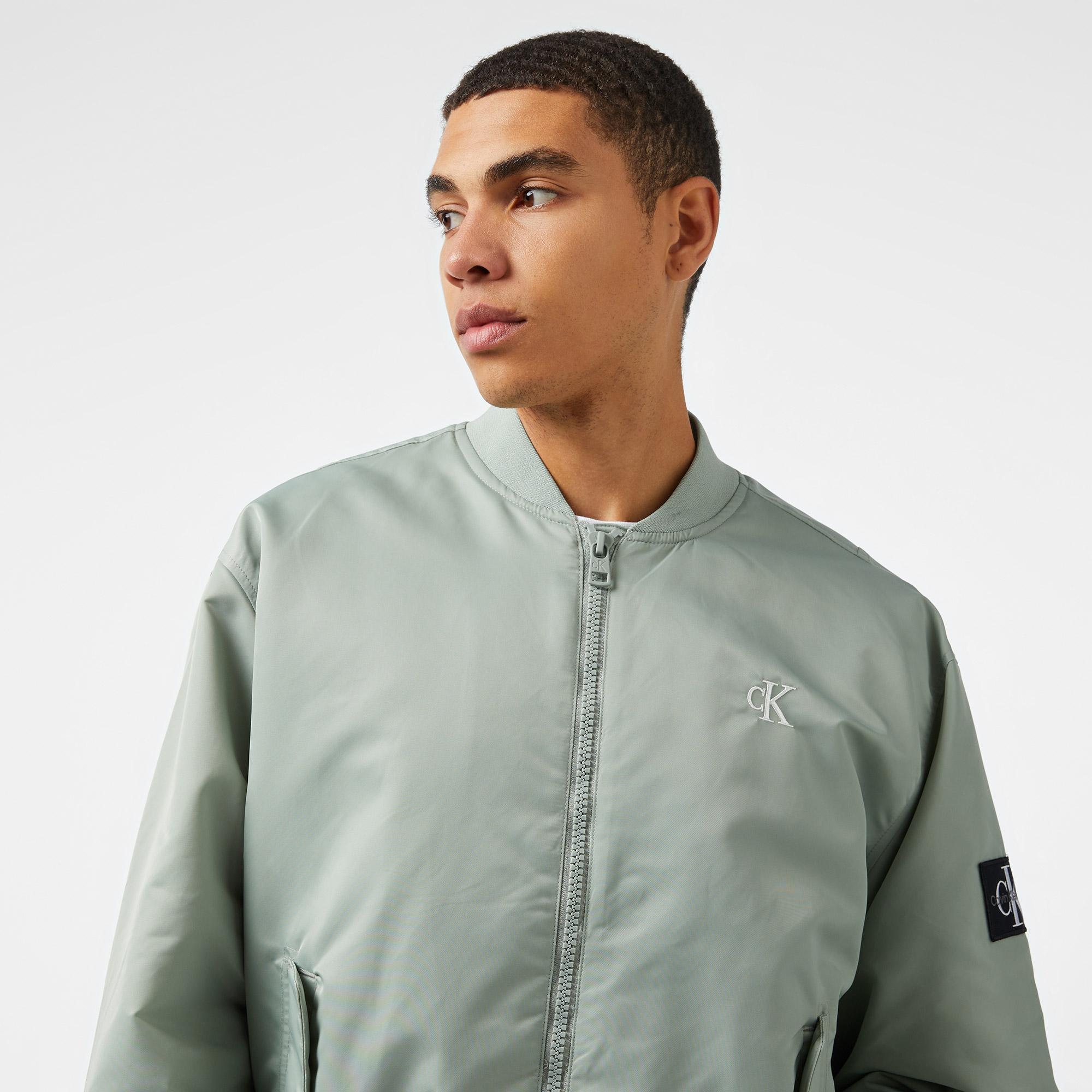 Calvin Klein Jeans Erkek Gri Bomber Ceket