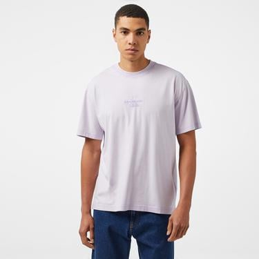  Calvin Klein Jeans Washed Monologo Erkek Mor T-Shirt