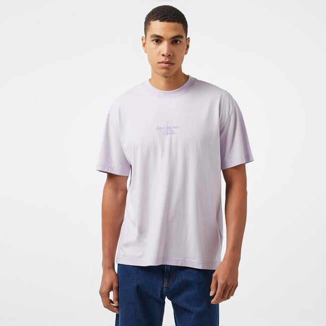 Calvin Klein Jeans Washed Monologo Erkek Mor T-Shirt
