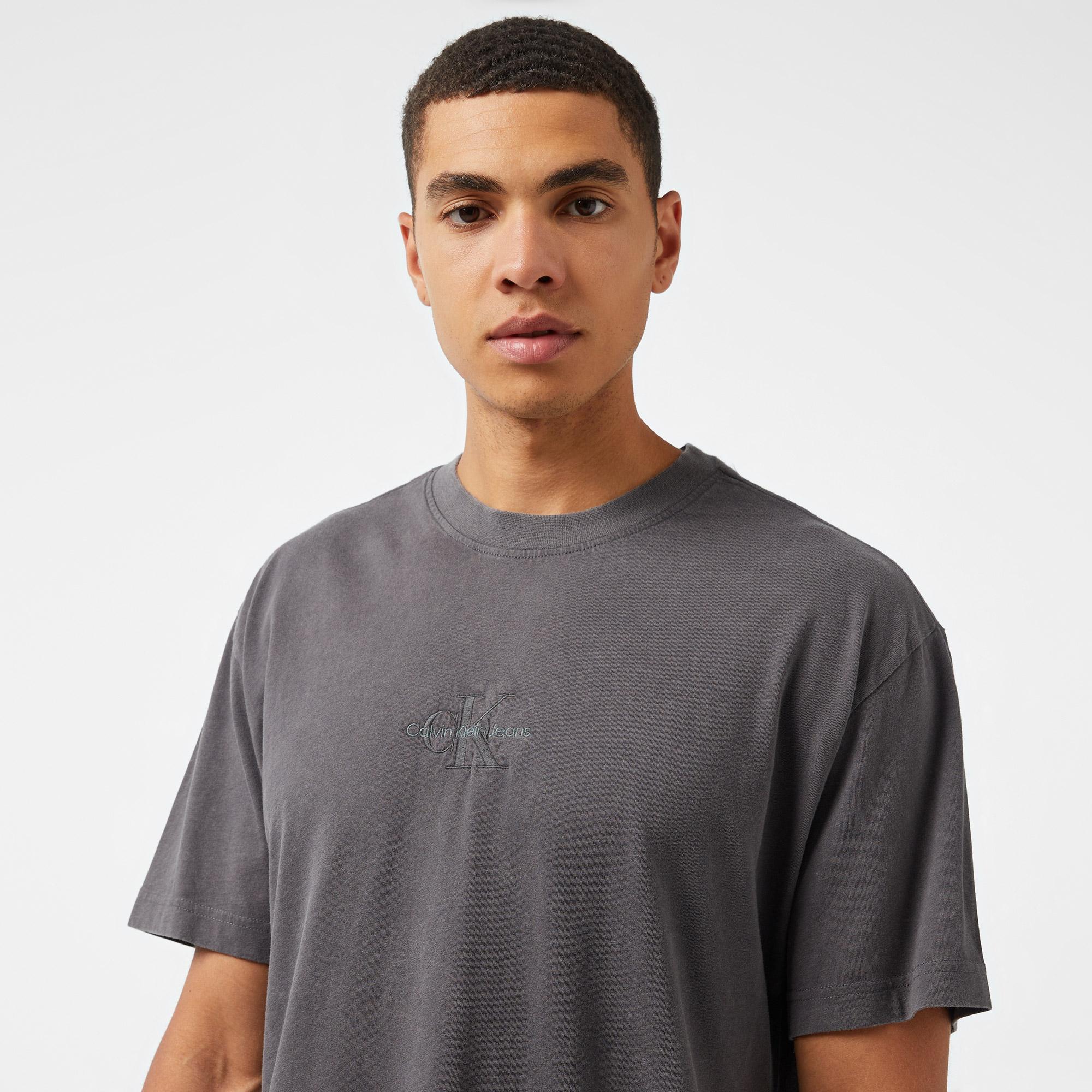 Calvin Klein Jeans Washed Monologo Erkek Gri T-Shirt