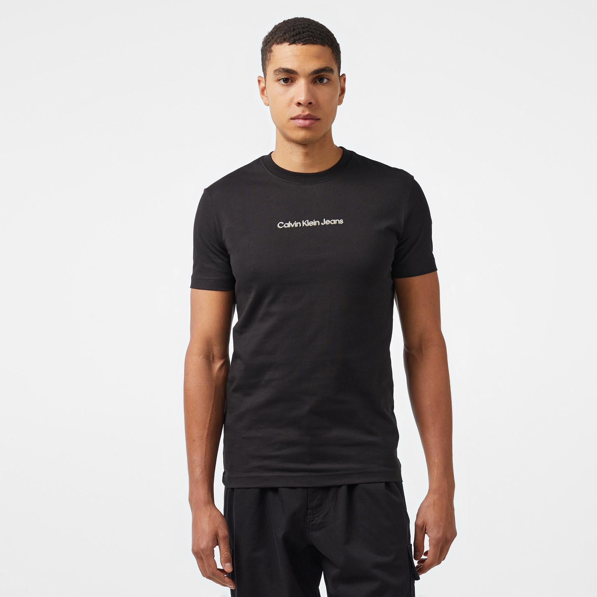 Calvin Klein Jeans Mixed institutional Logo Erkek Siyah T-Shirt