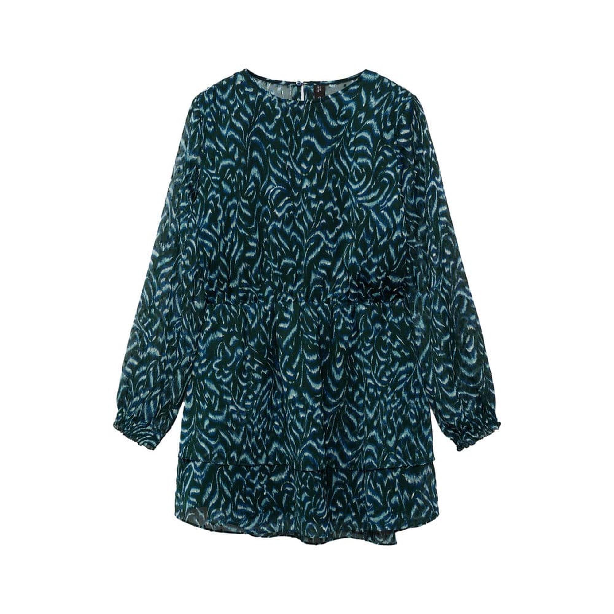 Mango Kadın Desenli Kısa Elbise Yeşil