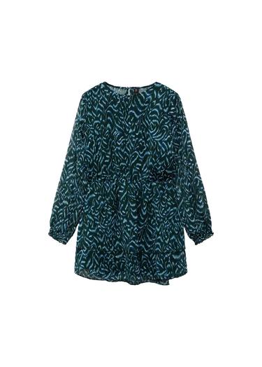  Mango Kadın Desenli Kısa Elbise Yeşil