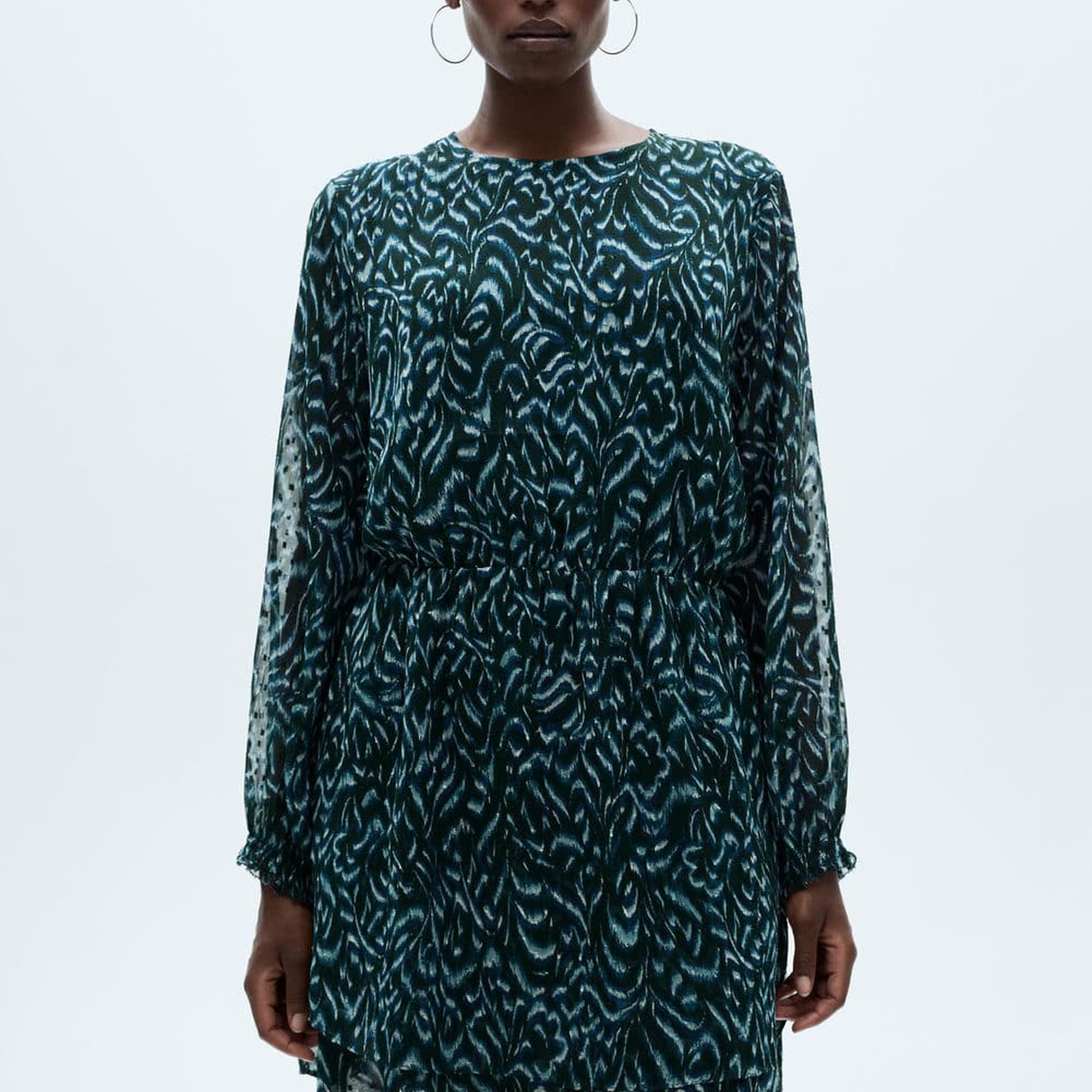 Mango Kadın Desenli Kısa Elbise Yeşil