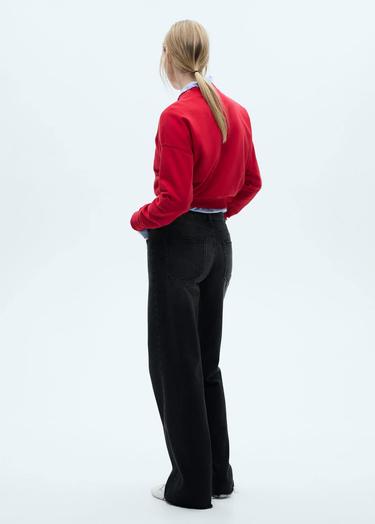  Mango Kadın Danila Wideleg Yüksek Belli Jean Pantolon Siyah Denim