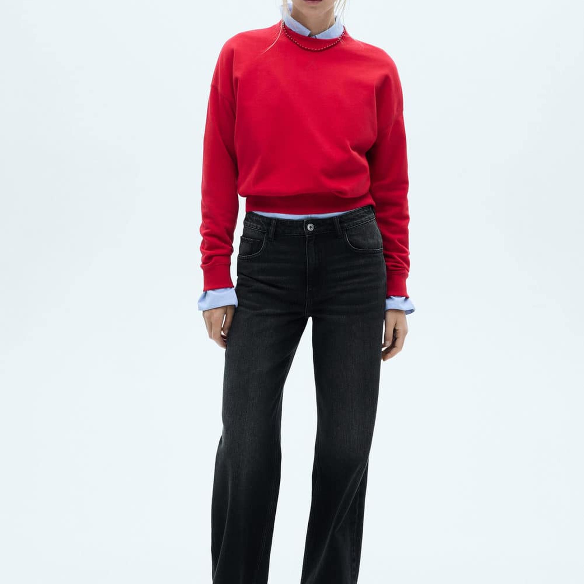 Mango Kadın Danila Wideleg Yüksek Belli Jean Pantolon Siyah Denim