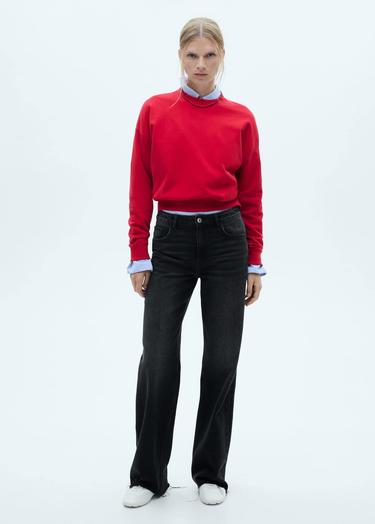  Mango Kadın Danila Wideleg Yüksek Belli Jean Pantolon Siyah Denim