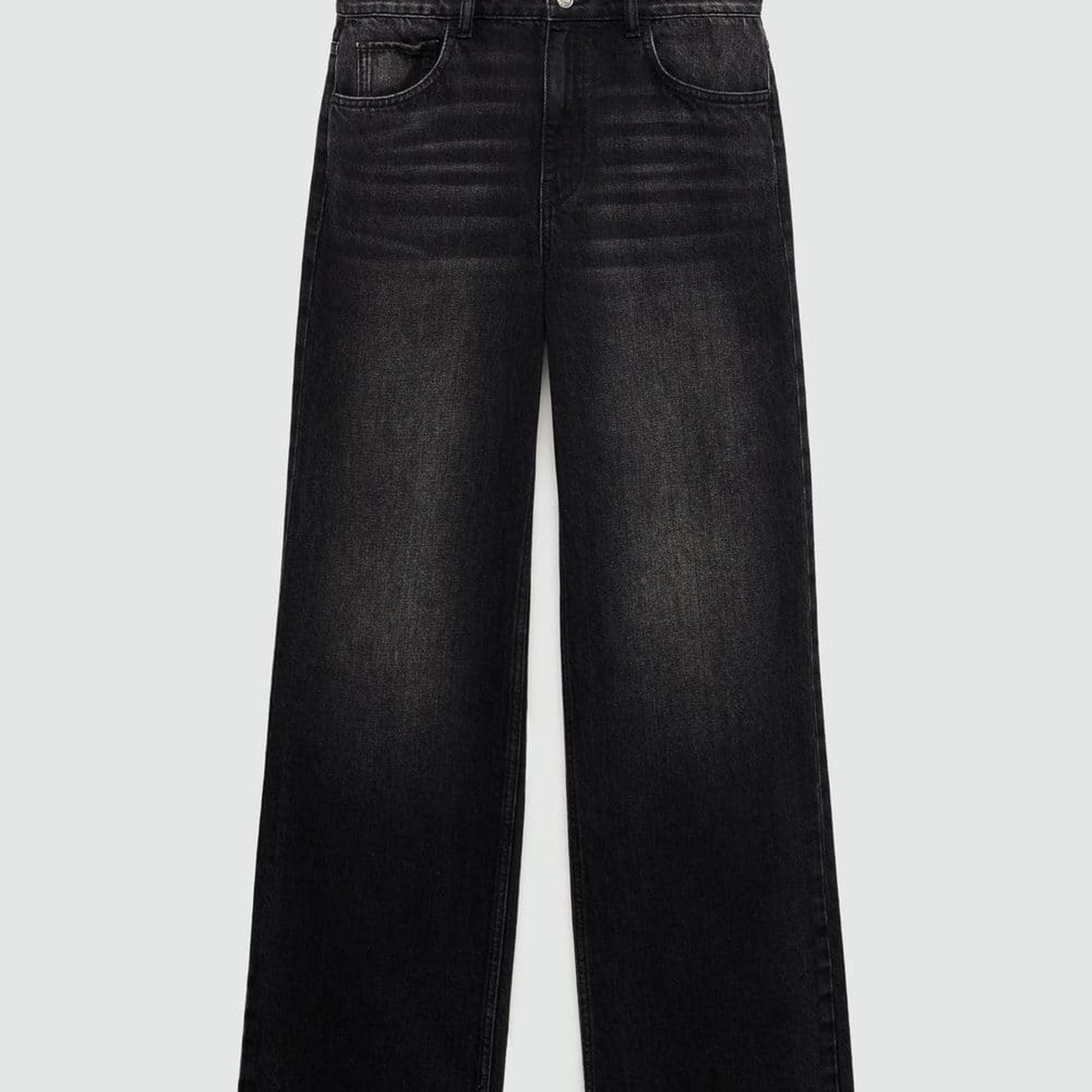 Mango Kadın Danila Wideleg Yüksek Belli Jean Pantolon Siyah Denim