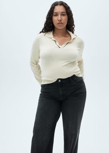  Mango Kadın Danila Wideleg Yüksek Belli Jean Pantolon Siyah Denim