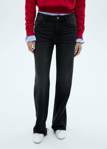  Mango Kadın Danila Wideleg Yüksek Belli Jean Pantolon Siyah Denim