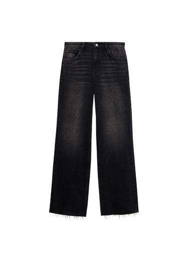  Mango Kadın Danila Wideleg Yüksek Belli Jean Pantolon Siyah Denim