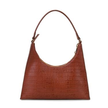  Aspen Kahve Kadın Kroko Baskılı Deri Omuz Çantası
