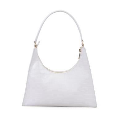  Aspen Beyaz Kadın Kroko Baskılı Deri Omuz Çantası
