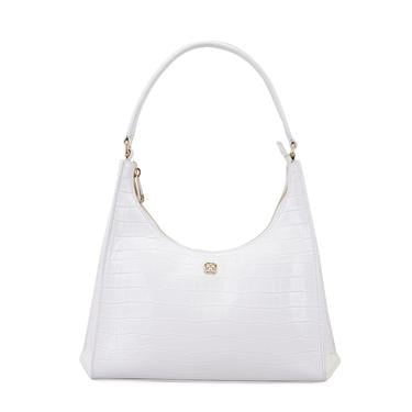  Aspen Beyaz Kadın Kroko Baskılı Deri Omuz Çantası