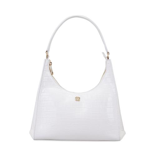  Aspen Beyaz Kadın Kroko Baskılı Deri Omuz Çantası