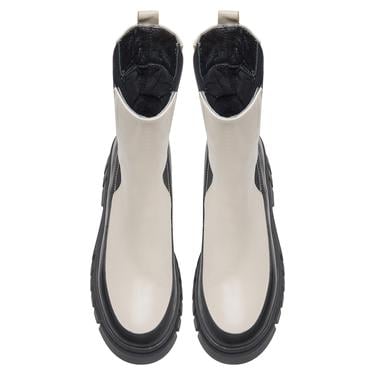  Keira Beyaz Kadın Yandan Lastikli Deri Chelsea Bot