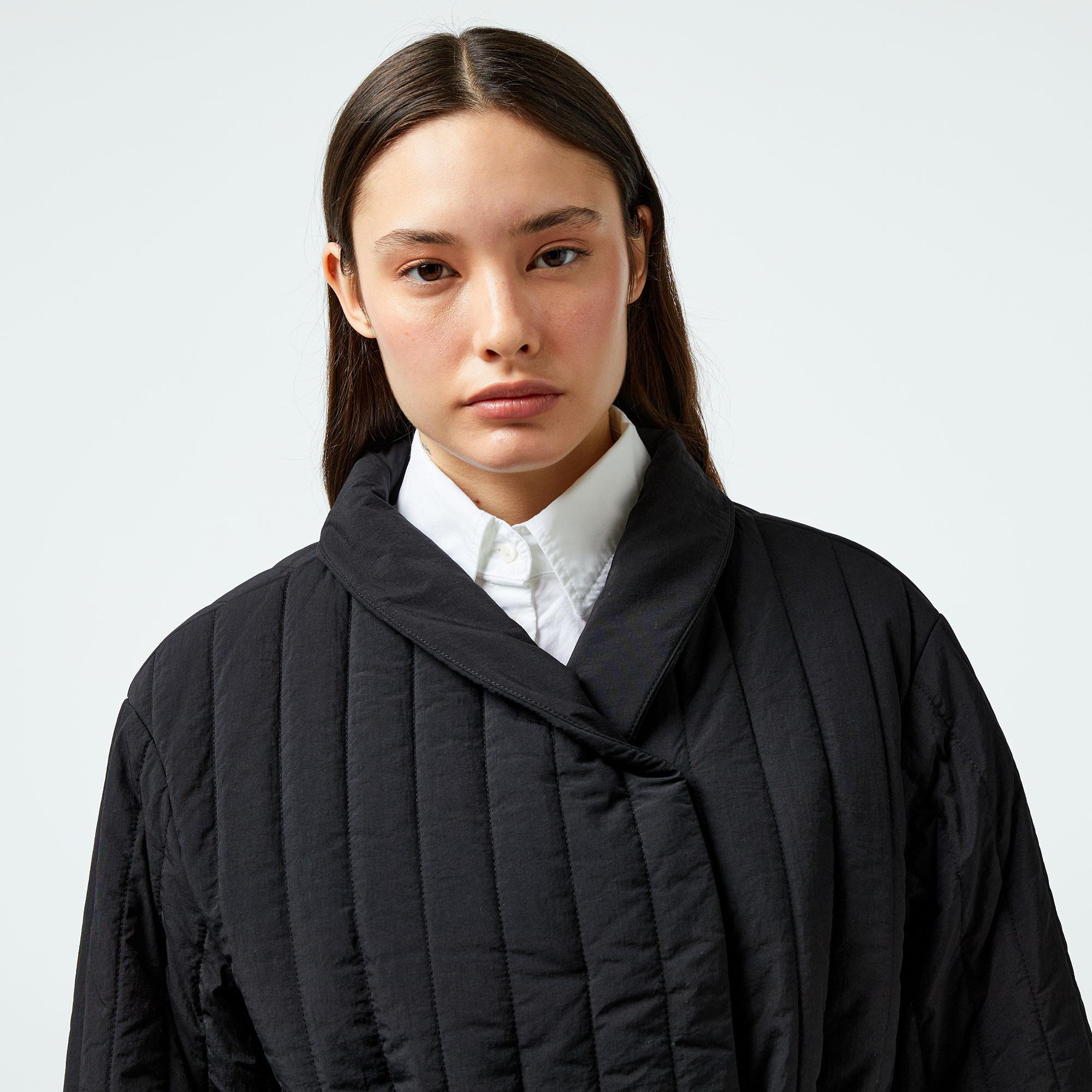 Calvin Klein Padded Vertıcal Quilt Kadın Siyah Ceket