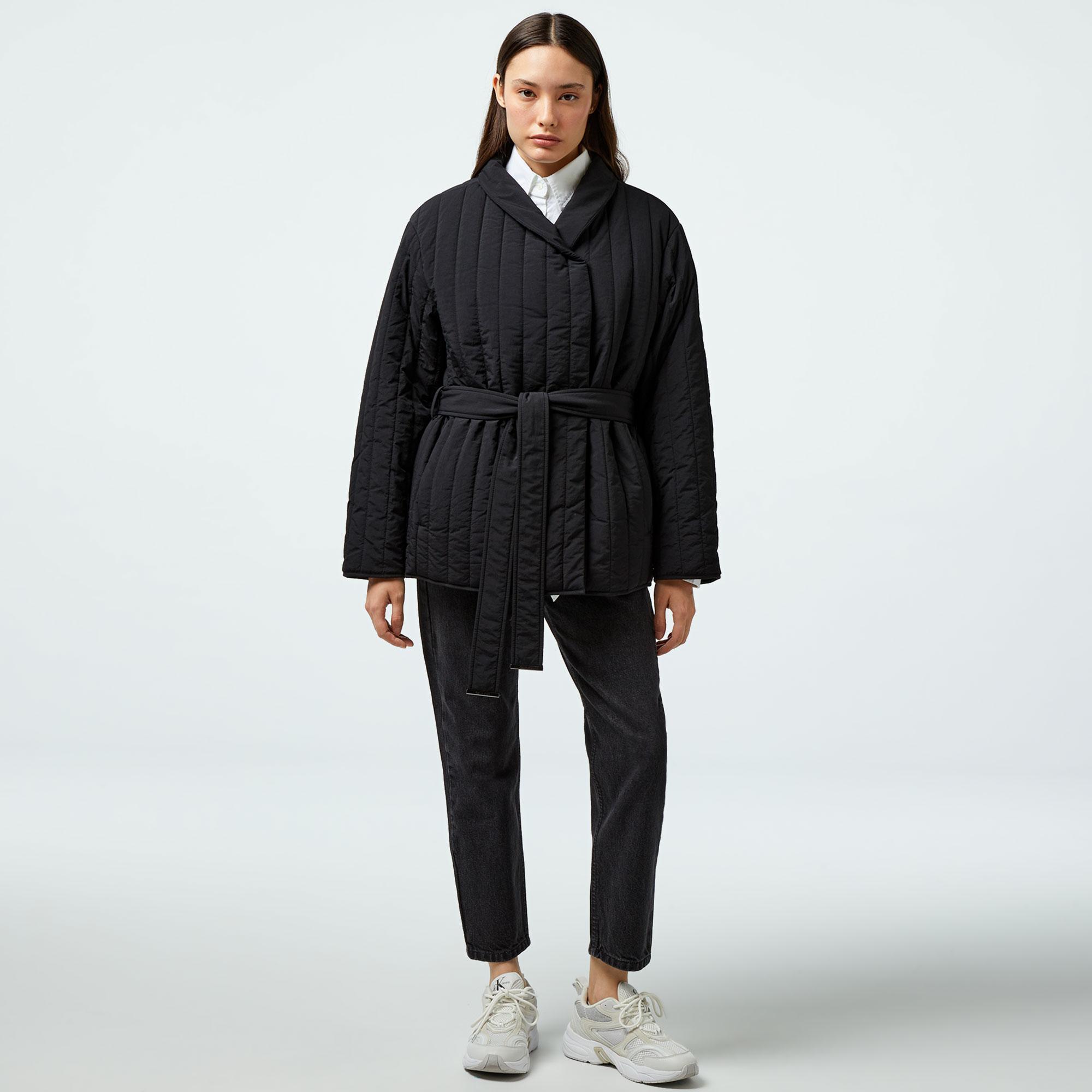 Calvin Klein Padded Vertıcal Quilt Kadın Siyah Ceket