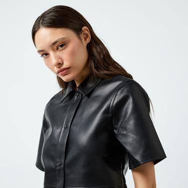  Calvin Klein Jeans Faux Leather Kadın Siyah Elbise