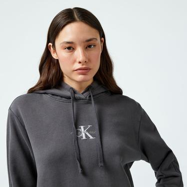  Calvin Klein Jeans Washed Monologo Regular Kadın Gri Hoodie