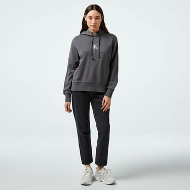  Calvin Klein Jeans Washed Monologo Regular Kadın Gri Hoodie