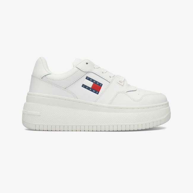  Tommy Jeans Retro Basket Platform Kadın Beyaz Spor Ayakkabı