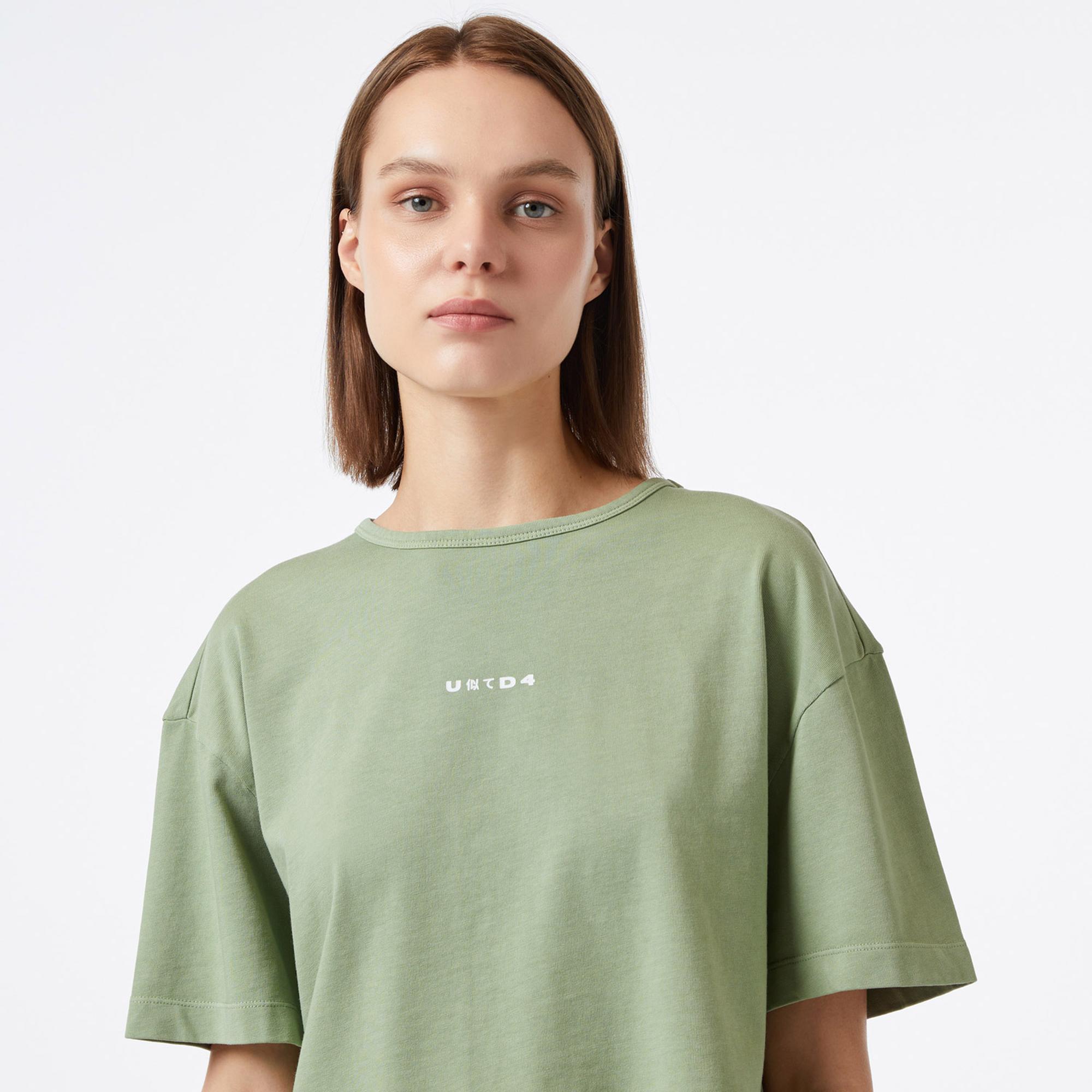 UNITED4 Essentials Kadın Haki Crop T-Shirt