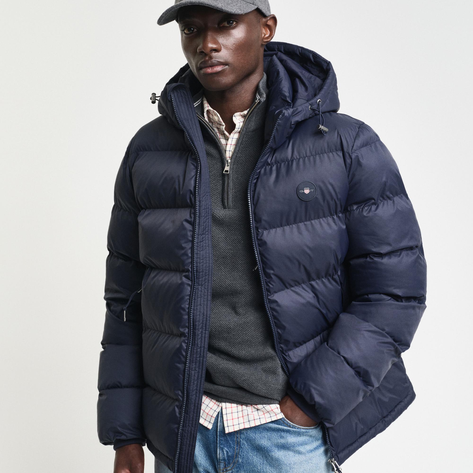 GANT Erkek Lacivert Kapüşonlu Mont