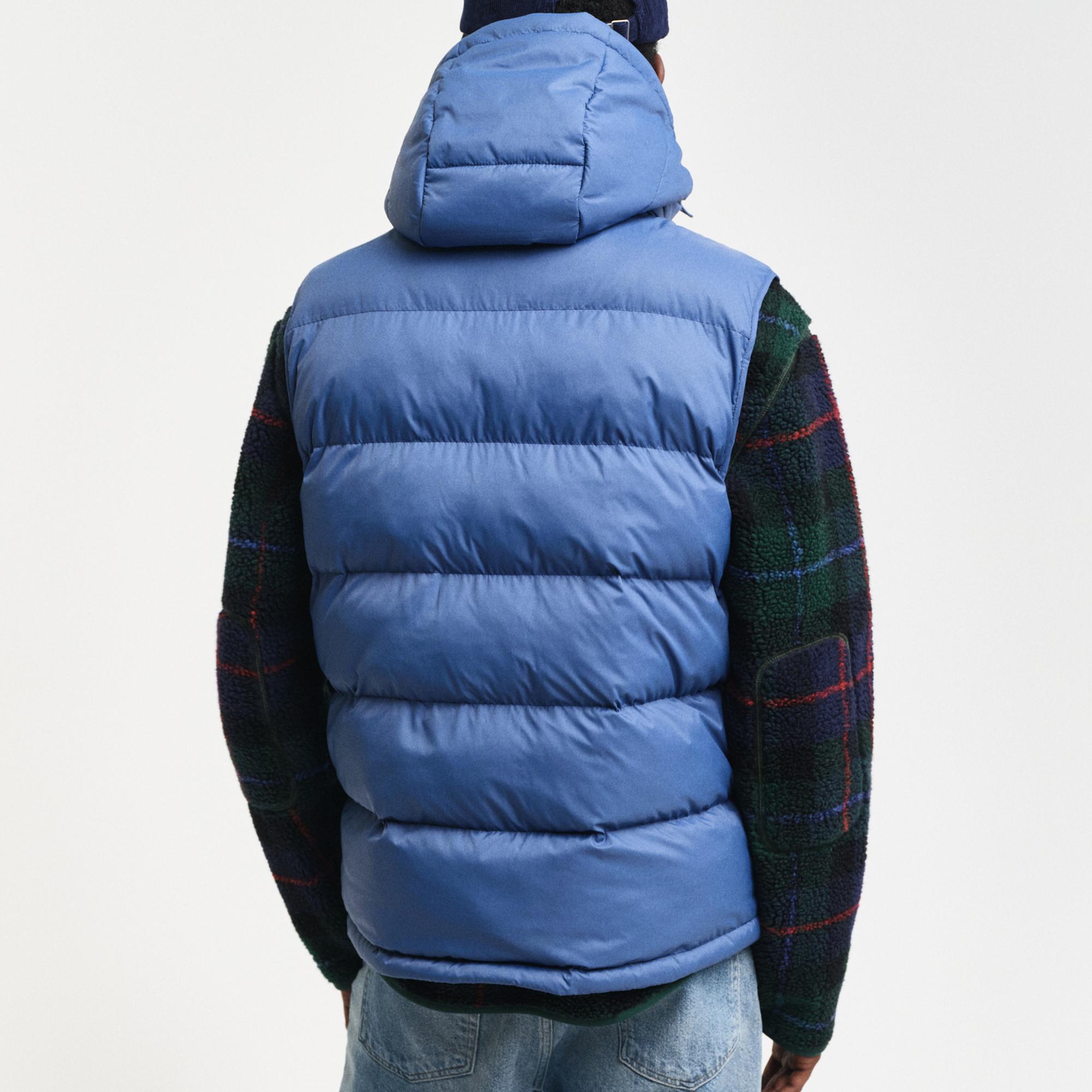 GANT Erkek Mavi Kapüşonlu Yelek