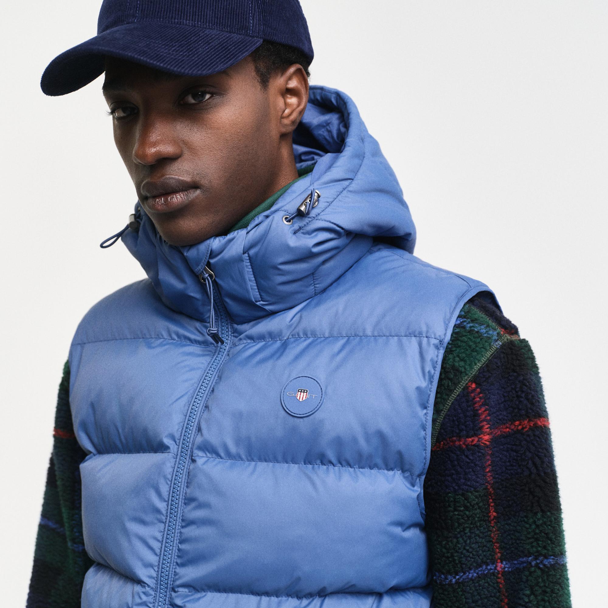 GANT Erkek Mavi Kapüşonlu Yelek