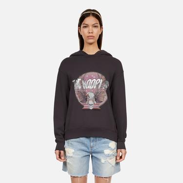  KADIN BASKILI KAPÜŞONLU GRİ SWEATSHIRT