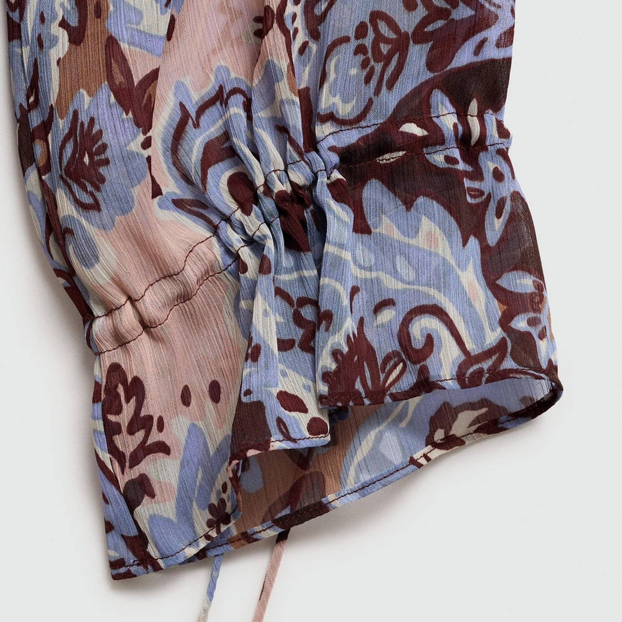 Mango Kadın Fırfırlı Paisley Elbise Mavi