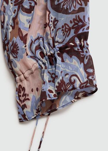  Mango Kadın Fırfırlı Paisley Elbise Mavi