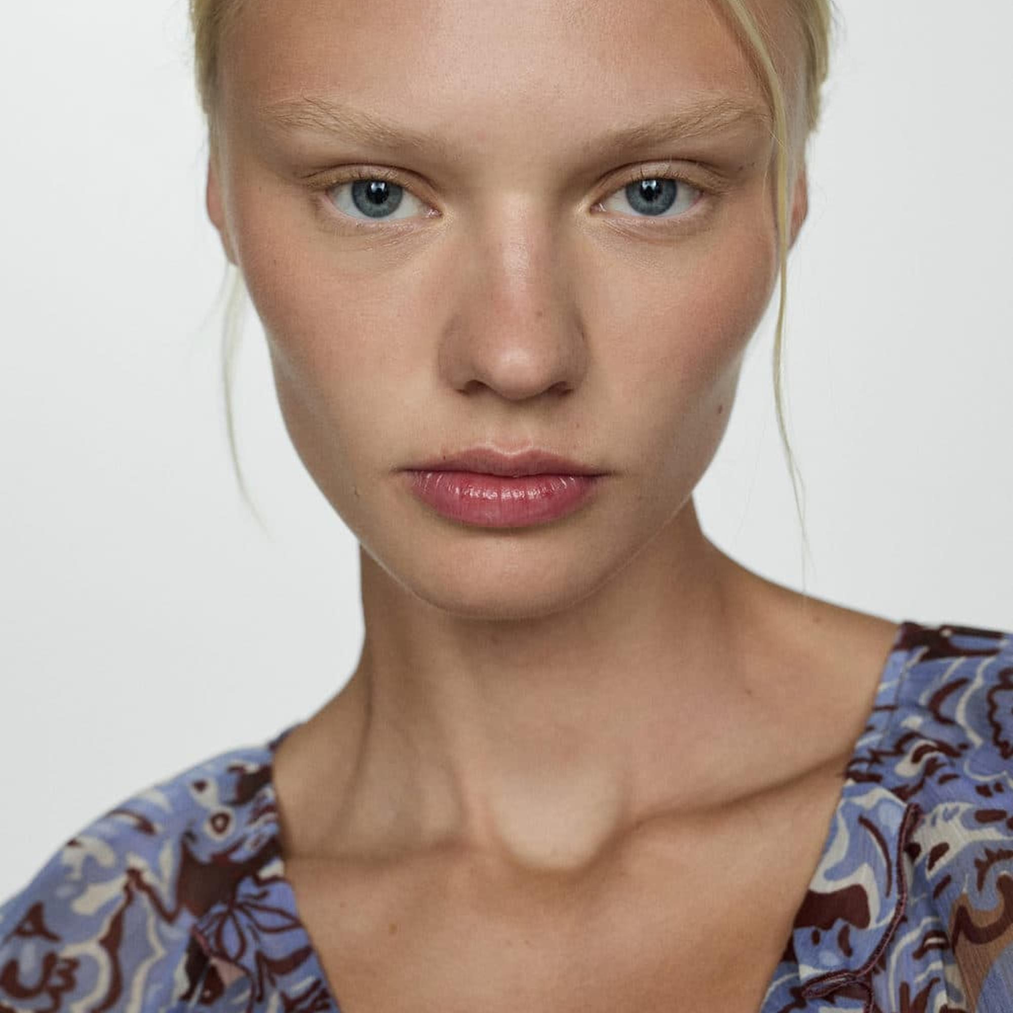 Mango Kadın Fırfırlı Paisley Elbise Mavi