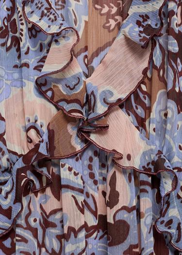  Mango Kadın Fırfırlı Paisley Elbise Mavi