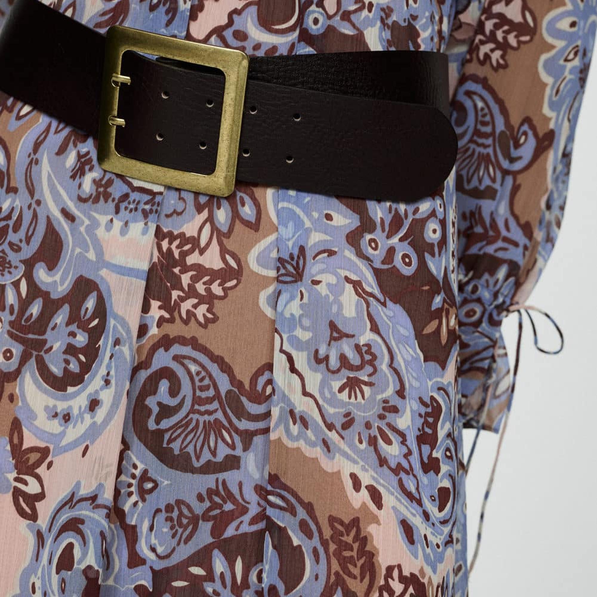 Mango Kadın Fırfırlı Paisley Elbise Mavi