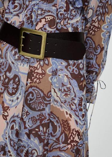  Mango Kadın Fırfırlı Paisley Elbise Mavi