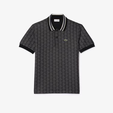  Erkek Classic Fit Monogram Siyah Polo