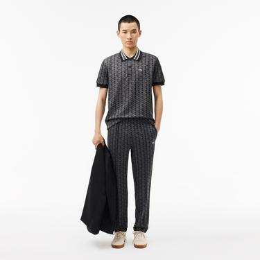  Erkek Classic Fit Monogram Siyah Polo