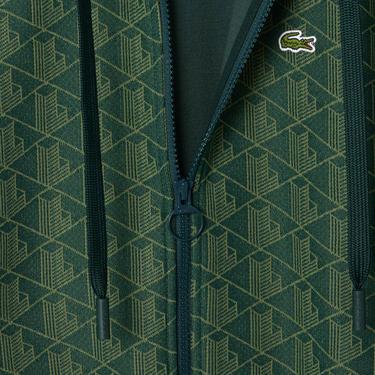  Kadın Regular Fit Kapüşonlu Monogram Koyu Yeşil Sweatshirt