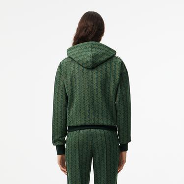  Kadın Regular Fit Kapüşonlu Monogram Koyu Yeşil Sweatshirt