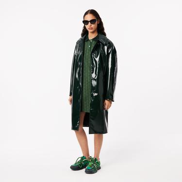  Kadın Slim Fit Kısa Kollu Polo Yaka Monogram Koyu Yeşil Elbise