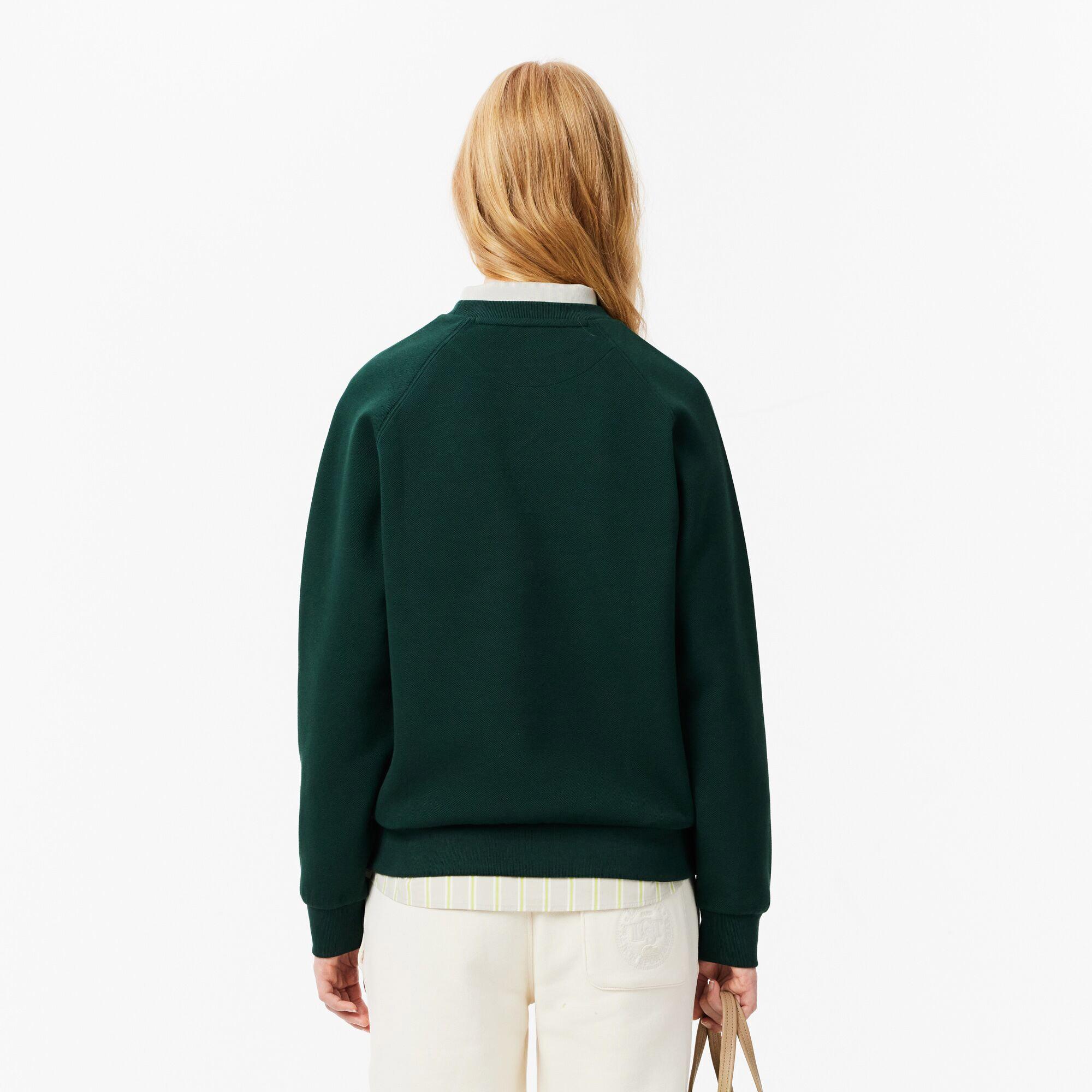 Kadın Regular Fit Bisiklet Yaka Koyu Yeşil Sweatshirt